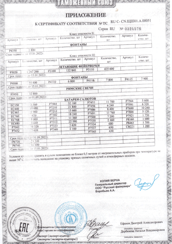 Сертификат соответствия № 0324578  - Богучар | boguchar.salutsklad.ru 